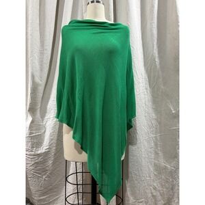 Lexi York Green Knit Poncho Asymmetric Wrap Cape One Size Womens
